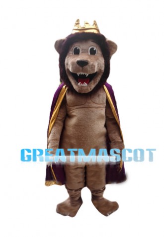 Genial Lion King With Crown Mascot Costume