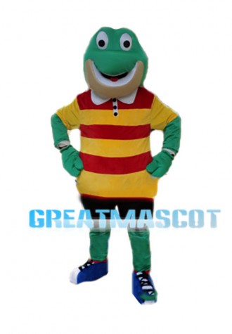 Merry Frog Wearing Striped Top Mascot Costume