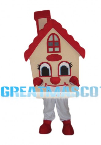 Red House With Chimney Mascot Costume