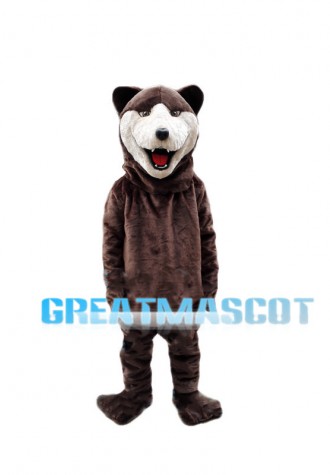 Upbeat Brown Bear Mascot Costume