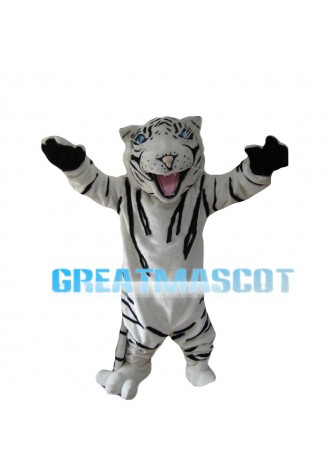 White Tiger With Blue Eyes Mascot Costume