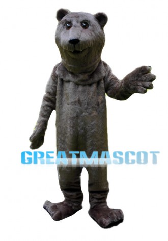 Plush Slim Grey Bear Mascot Costume