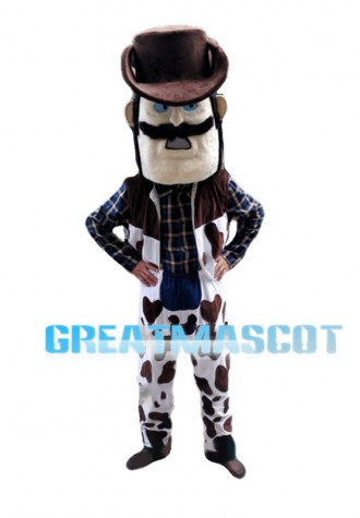 Bearded Man Owning Milk Farm Mascot Costume