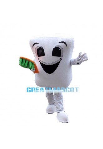 Cartoon Tooth With Brush Mascot Costume