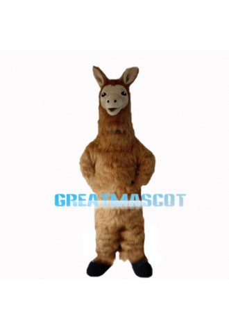 Brown Hairy Long Fur Alpaca Mascot Costume
