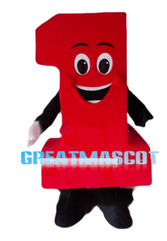 Red Cartoon Number One Mascot Costume