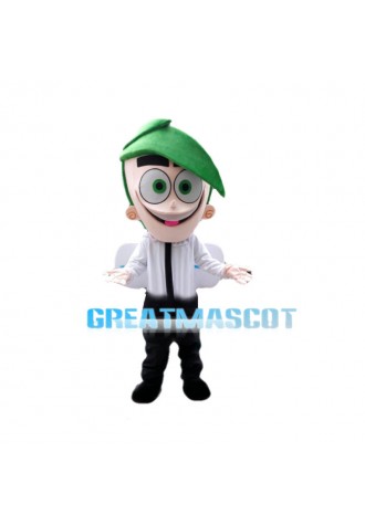 Little Boy With Exaggerated Green Hair Mascot Costume