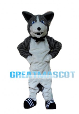 Stout White & Grey Wolf Mascot Costume