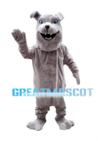 Friendly Gray Bulldog Mascot Costume