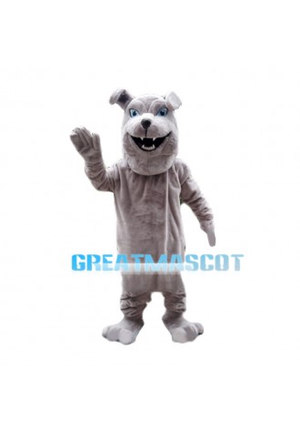 Friendly Gray Bulldog Mascot Costume