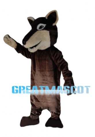 Pointed Mouth Brown Wolf Mascot Costume