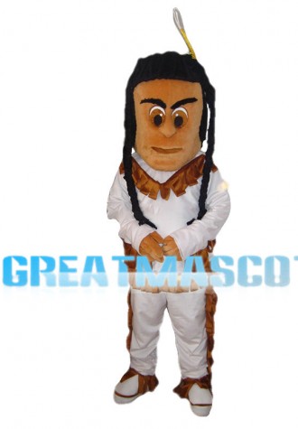 Ethnic Minority Man With Pigtails Mascot Costume