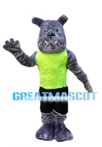 Mediocre Bulldog With Fluorescent Vest Mascot Costume