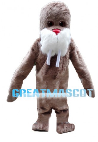 Brown Walrus With Long Teeth Mascot Costume