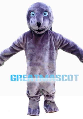 Purple Seal With Light Blue Eyes Mascot Costume