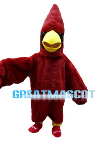 Pointed Head All Red Eagle Mascot Costume