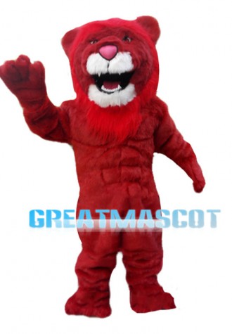 Fercious Red Muscle Lion Mascot Costume