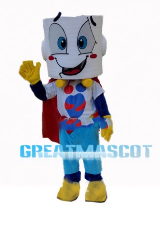 Amusing Robot With Square Head Mascot Costume