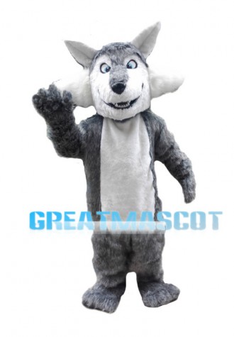 Insidious Furry Grey Wolf Mascot Costume