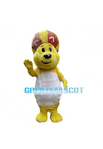 Lively Cartoon Lion With Ball Shaped Mane Mascot Costume