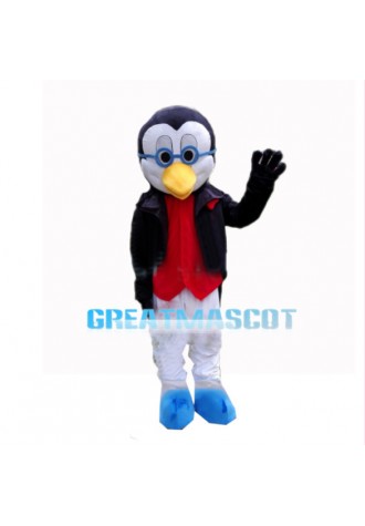 Wise Penguin With Jacket Mascot Costume
