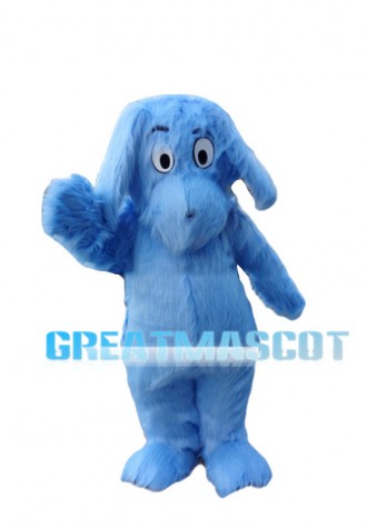 Genial Kind Blue Furry Dog Mascot Costume