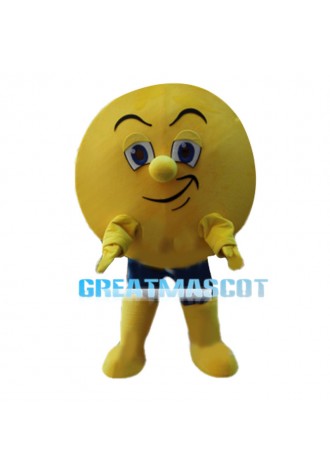 Yellow Ball With Raised Eyebrow Mascot Costume