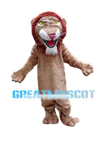 Adult Lion With Red Brown Mane Mascot Costume