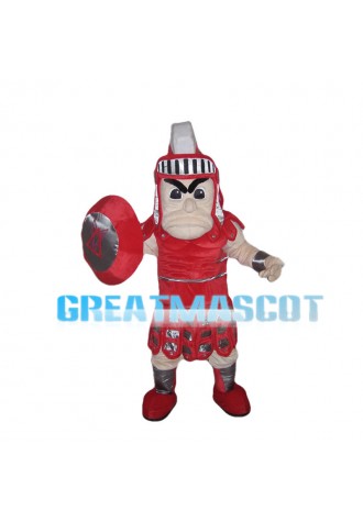 Brave Soldier In Red Armor Mascot Costume