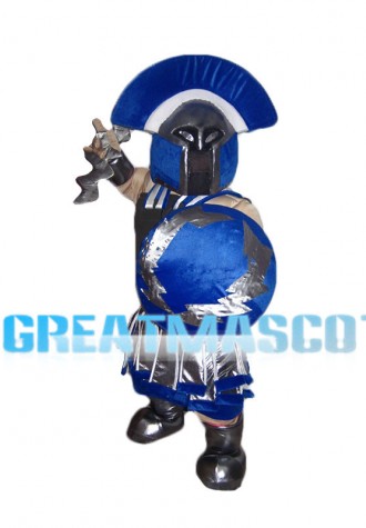 Fully Armed Blue Soldier Mascot Costume