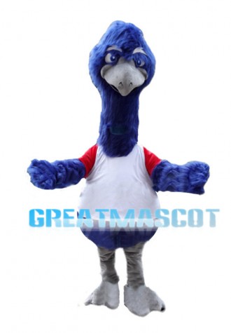 Small Blue Hairy Ostrich Mascot Costume