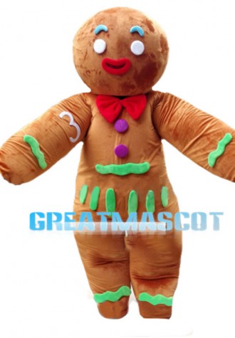 Gingerbread Man With Colorful Frosting Mascot Costume