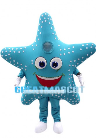 Cartoon Sky Blue Starfish Mascot Costume