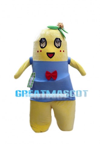 Pear Essence Wearing Blue Bib Mascot Costume