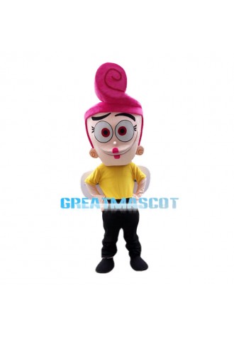 Lady With Pink Curly Hair Mascot Costume