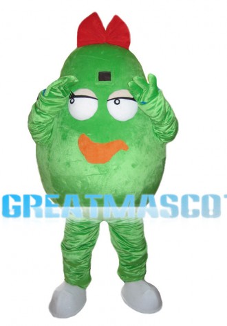 Cucumber With Red Bow Mascot Costume