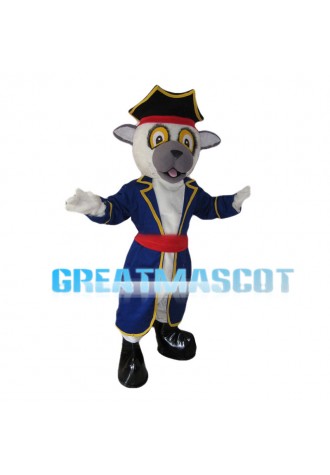 White Calf With Blue Coat Mascot Costume