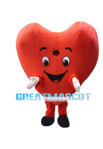 Cartoon Bright Red Heart Mascot Costume
