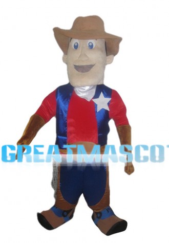 Square Face Man Wearing Brown Hat Mascot Costume