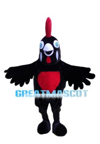 Vivid Black Chicken Mascot Costume
