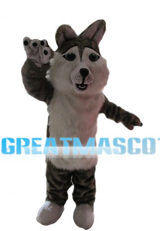 Furry Grey & White Wolf Mascot Costume
