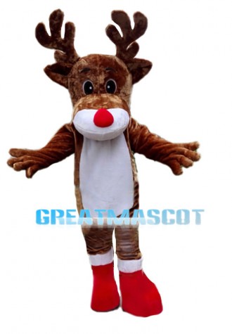 Christmas Elk With Red Socks Mascot Costume