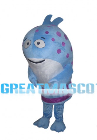 Blue Sea Fish With Purple Spot Mascot Costume