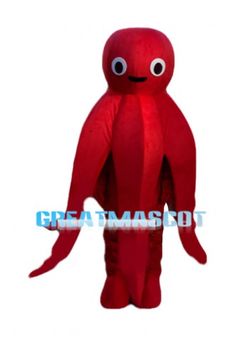 Cartoon Red Octopus Mascot Costume