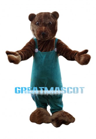 Tender Mother Bear Wearing Jumpsuit Mascot Costume