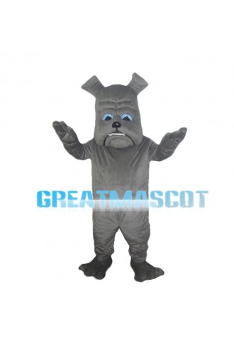 Grey Bulldog With Blue Eyes Mascot Costume