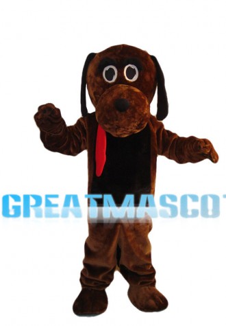 Brown Tongue Out Dog Mascot Costume