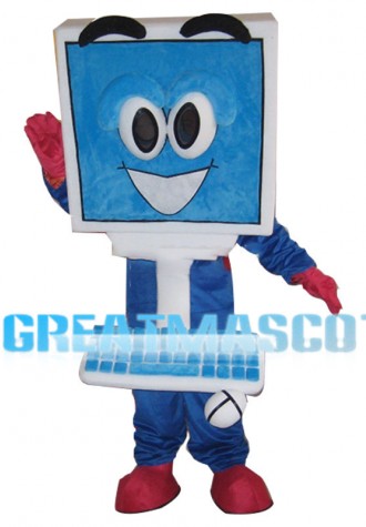 Blue Computer With Mouse Mascot Costume