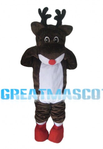 Brown Fawn With Red Nose Mascot Costume