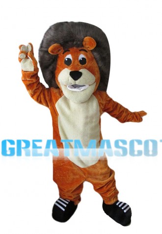 Little Brown Lion With Grey Mane Mascot Costume